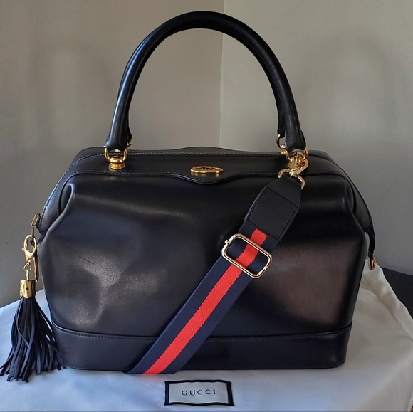 Gucci Handbags - Authentic Vintage GUCCI Black Leather Travel, Carry-on, Doctor Bag